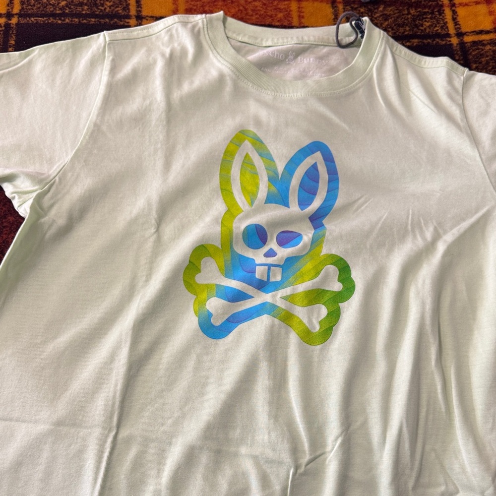 Psycho Bunny Kids Tee with Blue and Green Skull Graphic